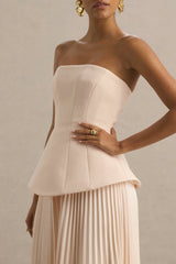 Feeling Good | Nude Bandeau Jumpsuit With Pleated Trouser