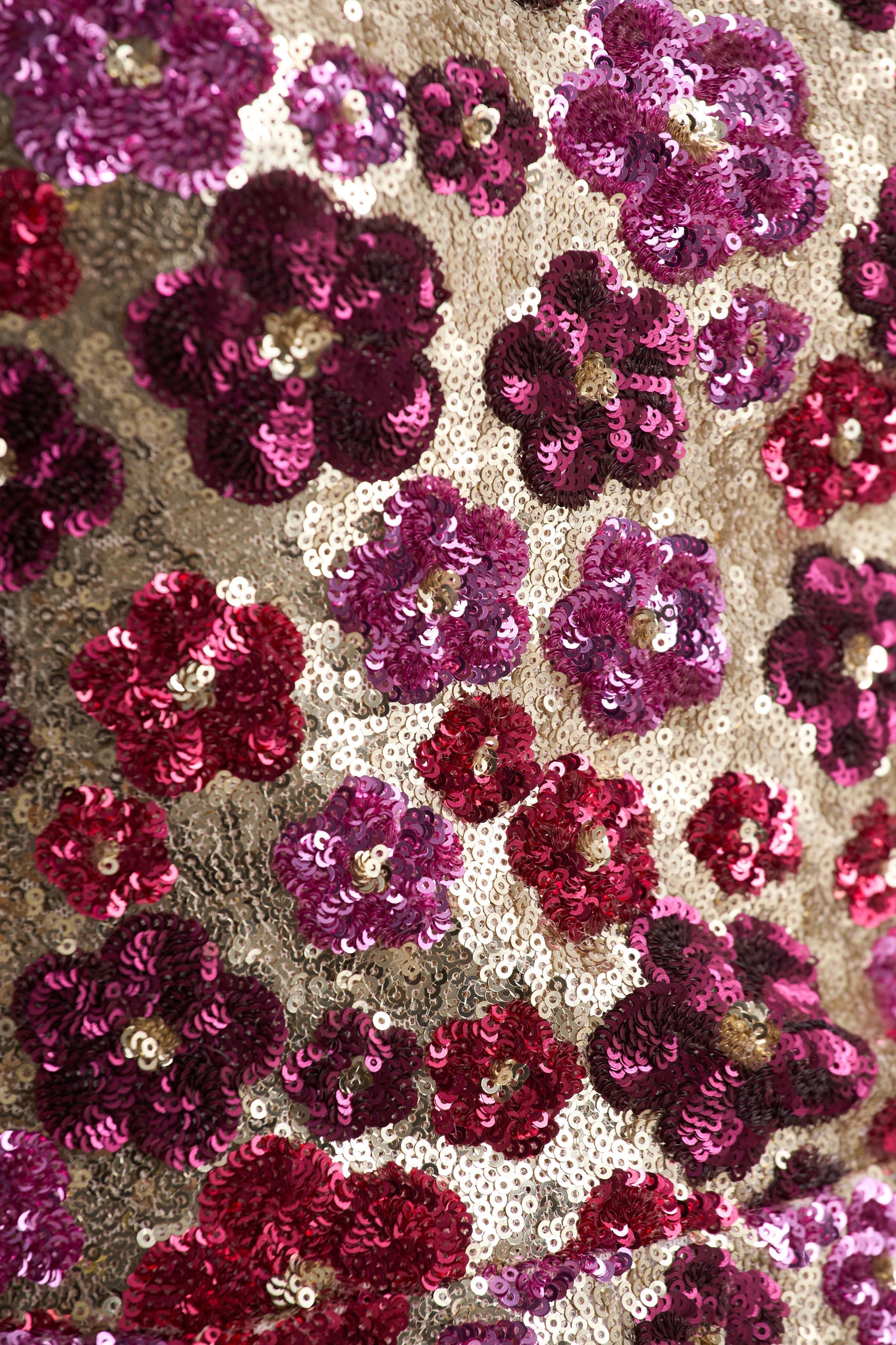Eira | Pink Floral Embellished Sequin Crew-Neck Mini Dress